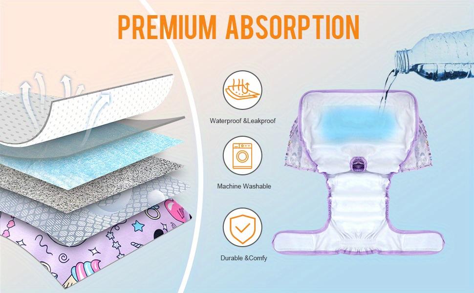 Reusable Washable Female Dog Diapers - High Absorbency and Leak-Proof for Puppies and Adult Dogs - Perfect for House Training and Incontinence