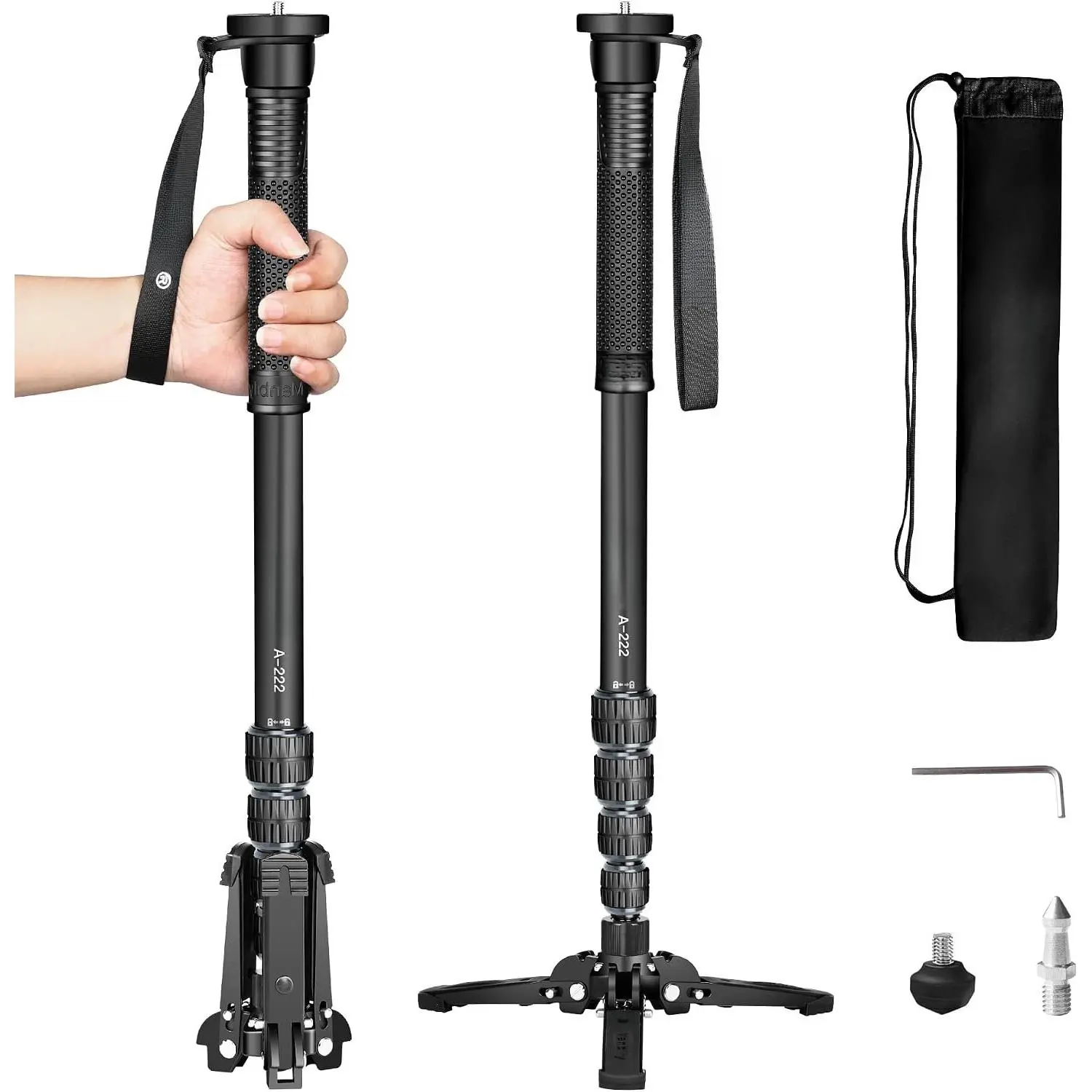 Monopods for Cameras with , 5 Sections, 67'', Max Load 15.43lb, Camera Monopod Extendable Portable Travel  for DSLR    Video Camcorder (A-222 Grey)