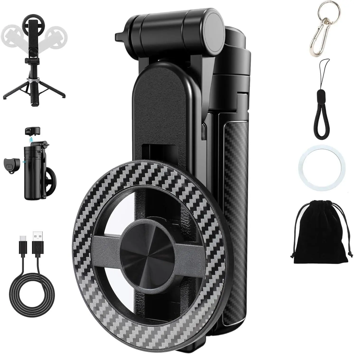 4-in-1 Multifunctional 360° Rotation  Selfie Stick   Phone Tripod with  Remote,Portable Extendable Mag Tripod,for Video Recording & Vlog,for  & Android