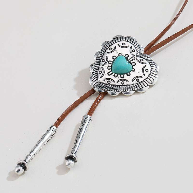 European-American Retro Turquoise Leather Cord Pendant Necklace - Quiet Luxury Trendy It Girl Western Style Versatile Women's Jewelry Gifts European-American Retro Turquoise Leather Cord Pendant Necklace - Quiet Luxury Trendy It Girl Western Style Versatile Women's Jewelry Gifts