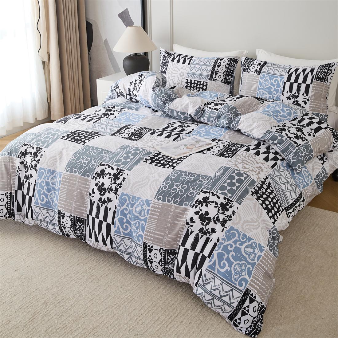 【DailyNap】Multi-size 3-piece quilt set, reversible patchwork quilted bedspread, lightweight floral real patchwork design, suitable for all seasons, includes pillowcases with zipper closure.