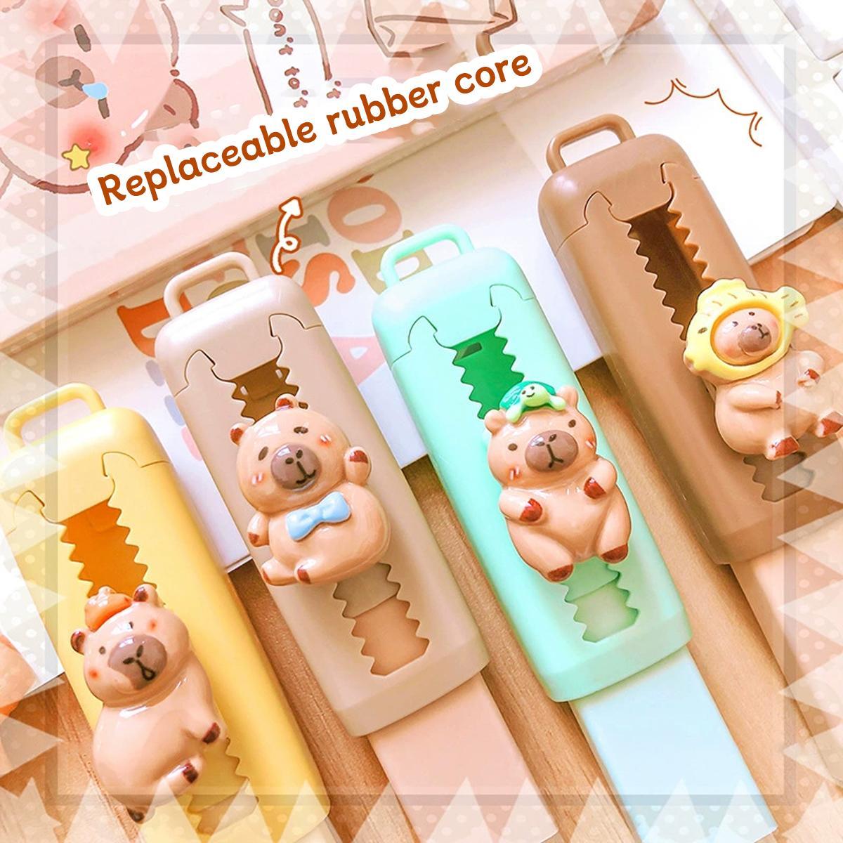 Cartoon Design Push & Pull Eraser, 1 Set Cute Students Pencil Erasers, Creative Cartoon Eraser for Students, Stationery Supplies, Office School Supplies