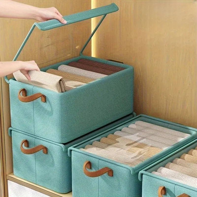 6/4 Large-sized Storage Boxes, Foldable And Flat, Space-saving, with See-through Lids And Handles, Bedroom Wardrobe Organizing Boxes, Suitable for Storing Clothes, Blankets And Bed Sheets, Dormitory Storage, Under-bed Storage