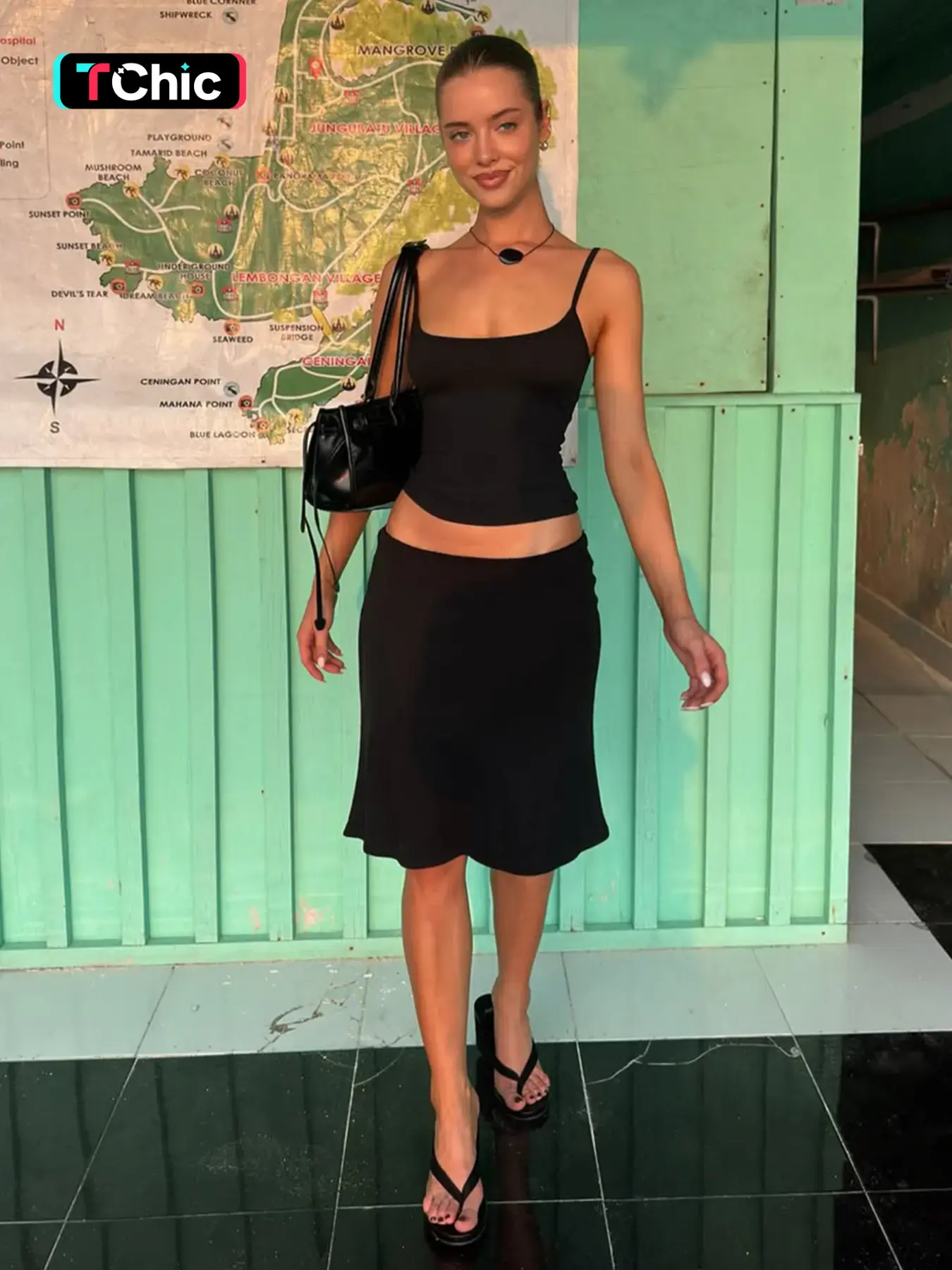 Women's Two-piece Basic Solid Color Sleeveless, Spaghetti Strap Cami Top & Bodycon Midi Skirt Set, Backless Adjustable Strap Camisole Tops Skirts Outfit, Party Club Date Holiday Outfits, Ladies All Seasons Daily Casual Suits Sets Summer Clothes