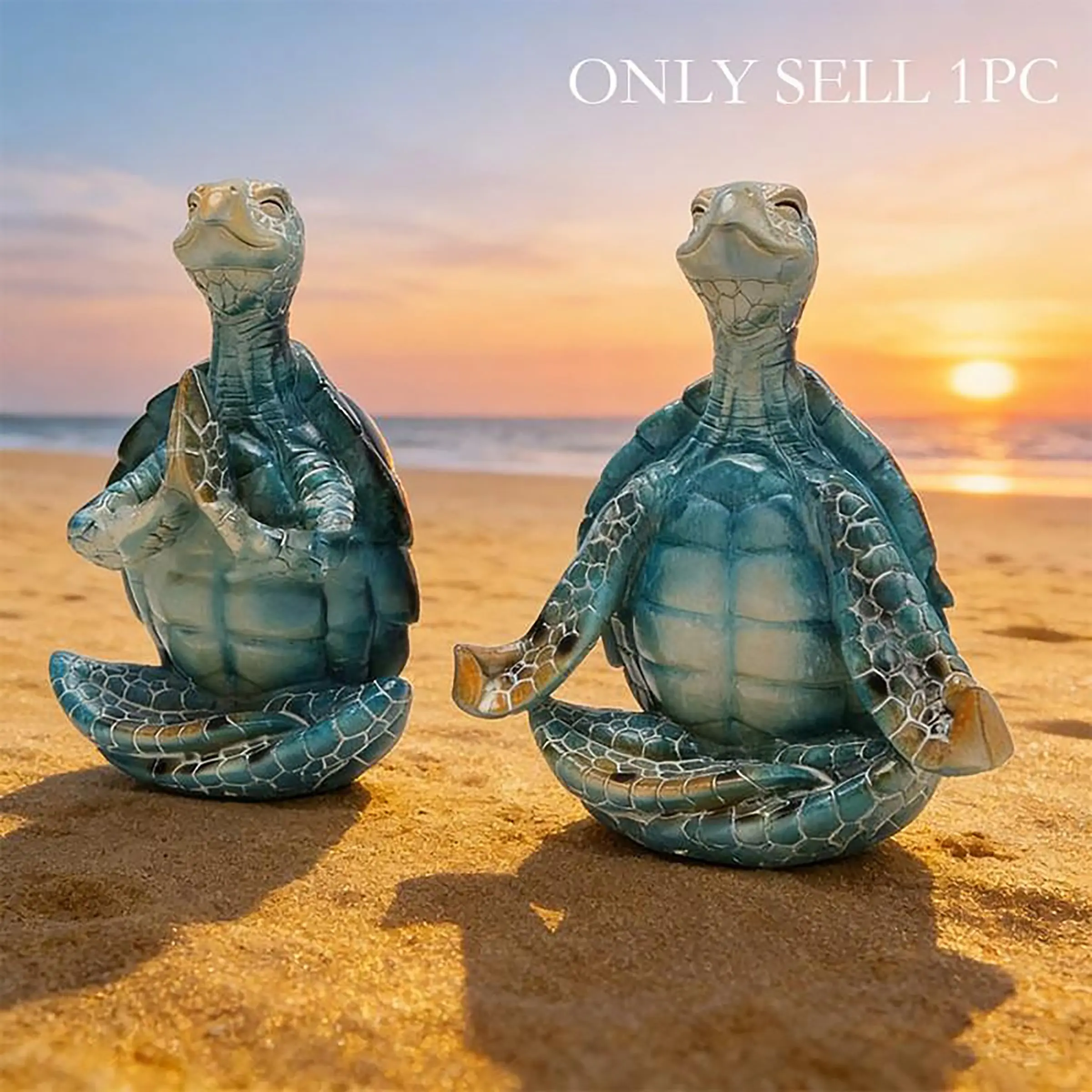 Sea Turtle Meditation Yoga Decor, Healing Decor, Garden Figurine Sea Turtle Meditating Coastal Beach Decorations, Creative Home Decor, Zen Yoga Resin Statue, Decorative Statues for Home Office Decorations