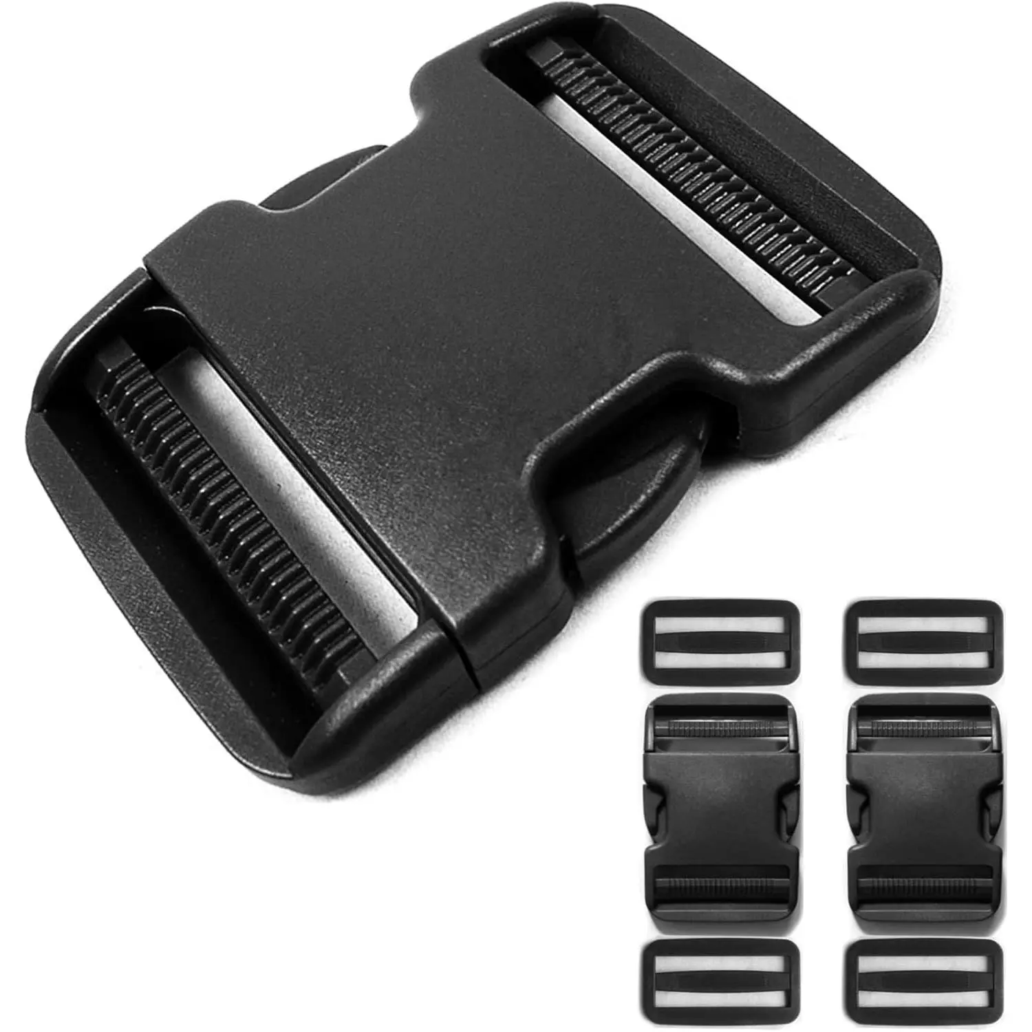 Side Release Buckle for 2'' Belt, 2 pcs Heavy Duty Plastic Buckles Replacement Dual Adjustable No Sewing, Extra Thick Clasp Clips for 2 inch(50mm) Nylon Webbing Strap Boat Cover Backpack Fanny Pack