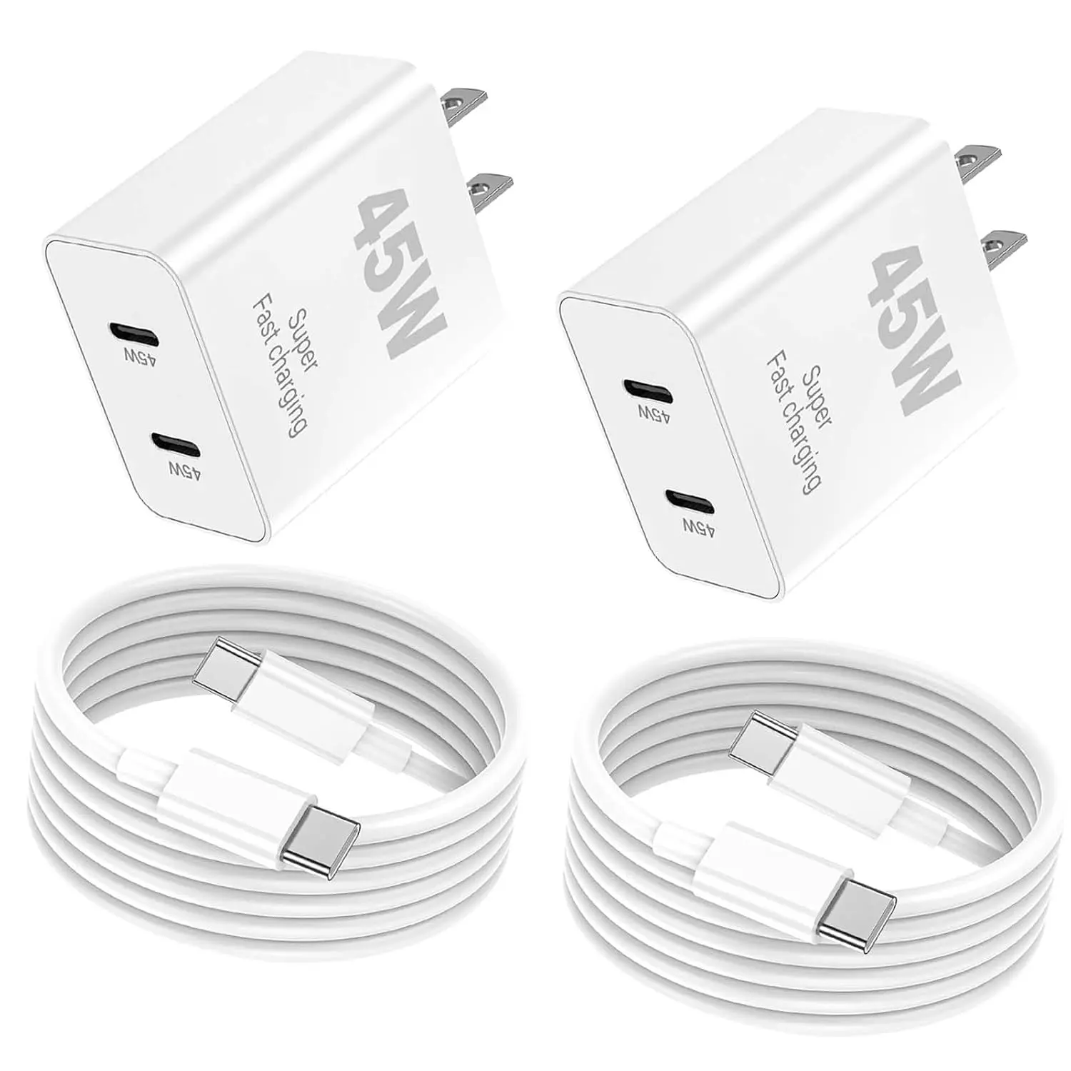 45W  17 16 15 Charger  , 2-Pack  Port USB C Wall Charger Block with 2-Pack 6ft 60W Type C to USB C , PD  Charger for  17 Pro Max/17 Air/16/15, iPad Pro