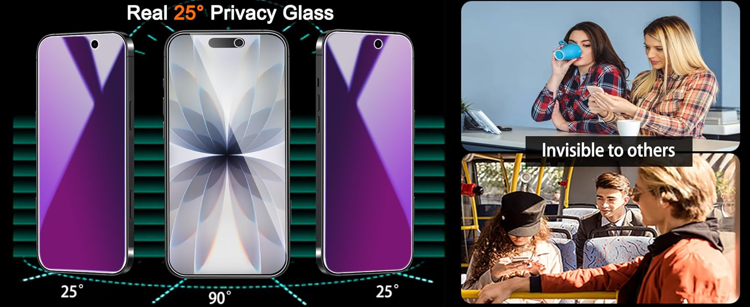 3 Pack Gradient Colorful Privacy Screen Protector for iPhone 17 [Anti-Blue Light Private Film], 3 Pacs Camera Lens Protector Accessories, Case Friendly, Anti-Spy Tempered Glass,Purple