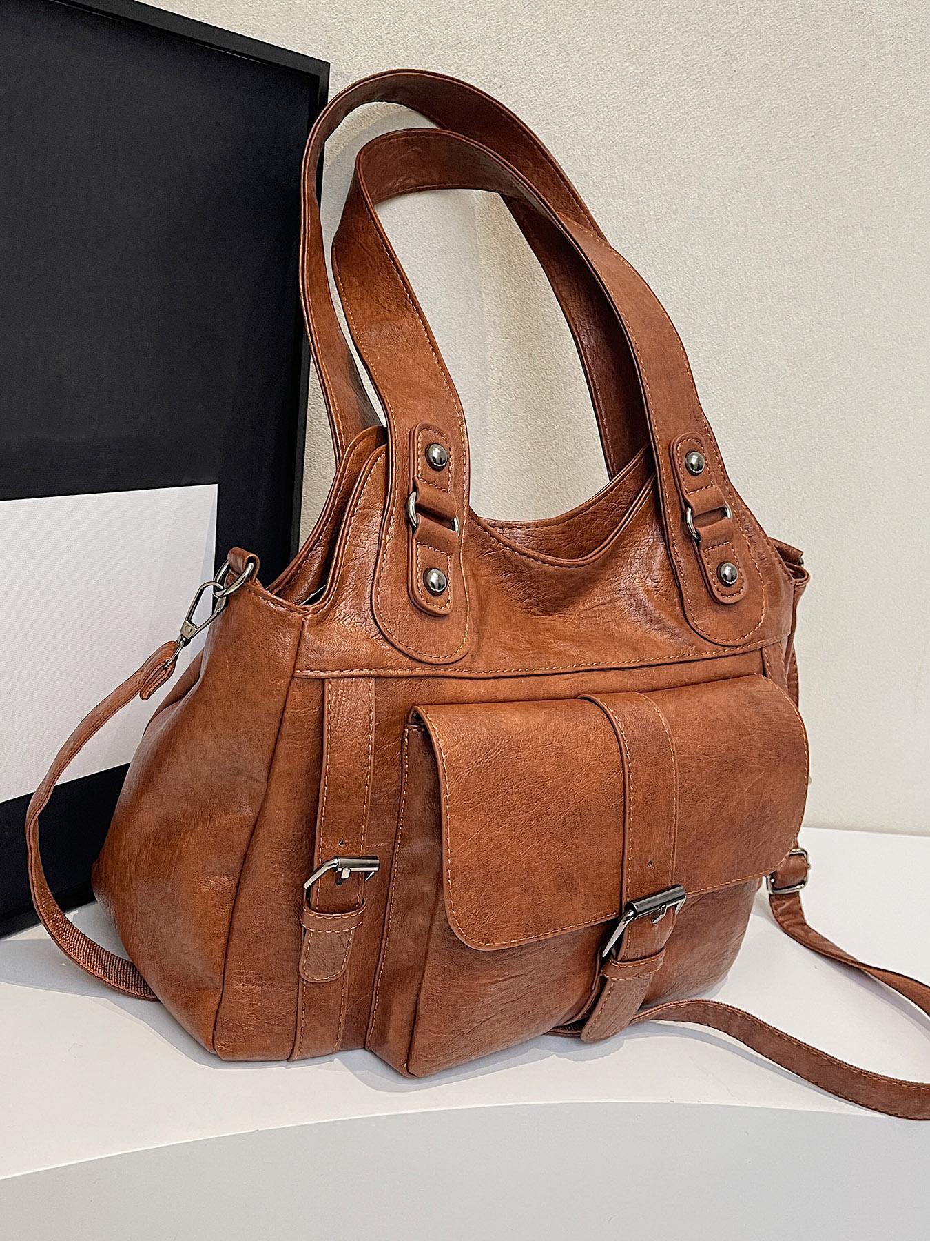 Retro casual shoulder messenger bag, solid color tote bag, casual simple shoulder bag, fashionable and versatile travel bag, elegant commuter bag, suitable for daily commuting, travel, office workers commuting and other scenarios.