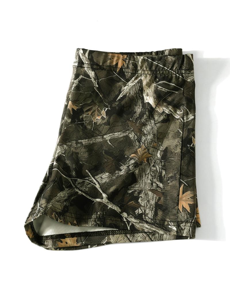 Women's Casual Slim Fit Shorts, Elastic Waist All-Over Camo Pattern, Fashionable Versatile Ladies' Bottoms, Comfortable Daily Wear