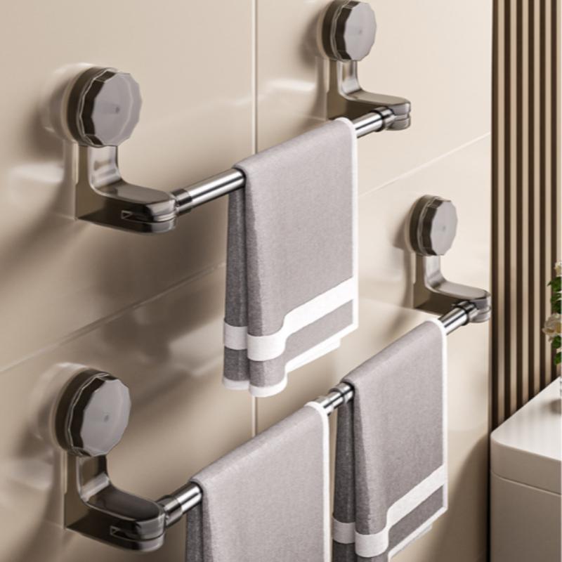 [JULIANG]Suction Cup Towel Rack for Bathroom No Hole Installation Stretchable Towel Rod Space Saving Bath Towel Organizer Practical Suction Space Saving Design Multipurpose Usage Gift Ready Durability Assurance