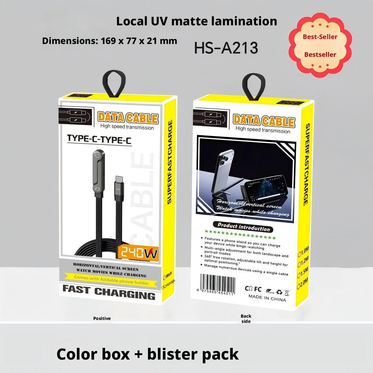 240W Fast Charging Multifunctional Phone Stand Charger Cable No Block Hand for Android iPhone 17 Portable Quick Charge