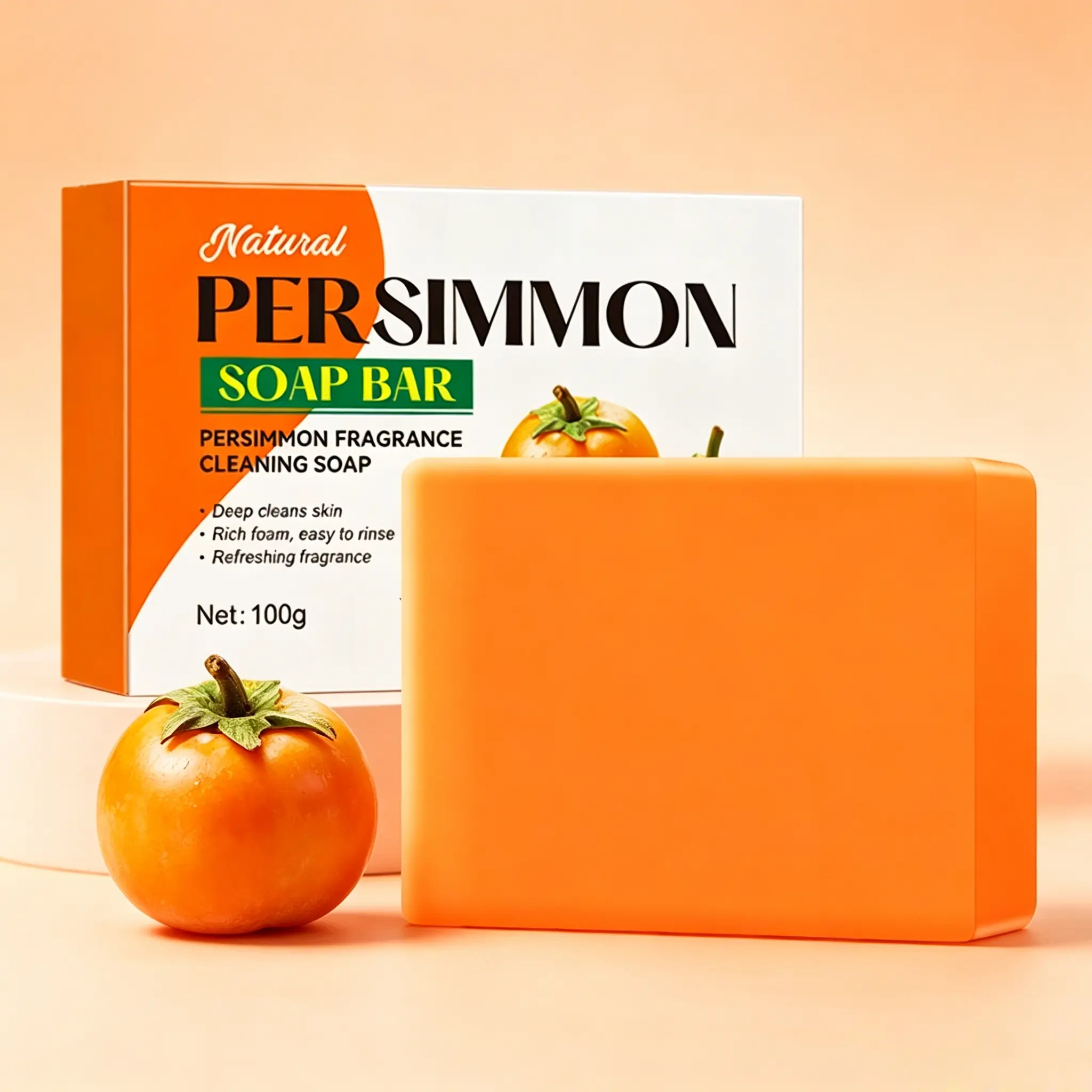 Persimmon Soap Bar for Old People Smell,  Body Odor Control,  Natural Refreshing Body Bar Soap,  Japanese Persimmon And Natural ingredients, Deep cleanse with lasting fragrance, Daily body care, Natural Deodorant Soap