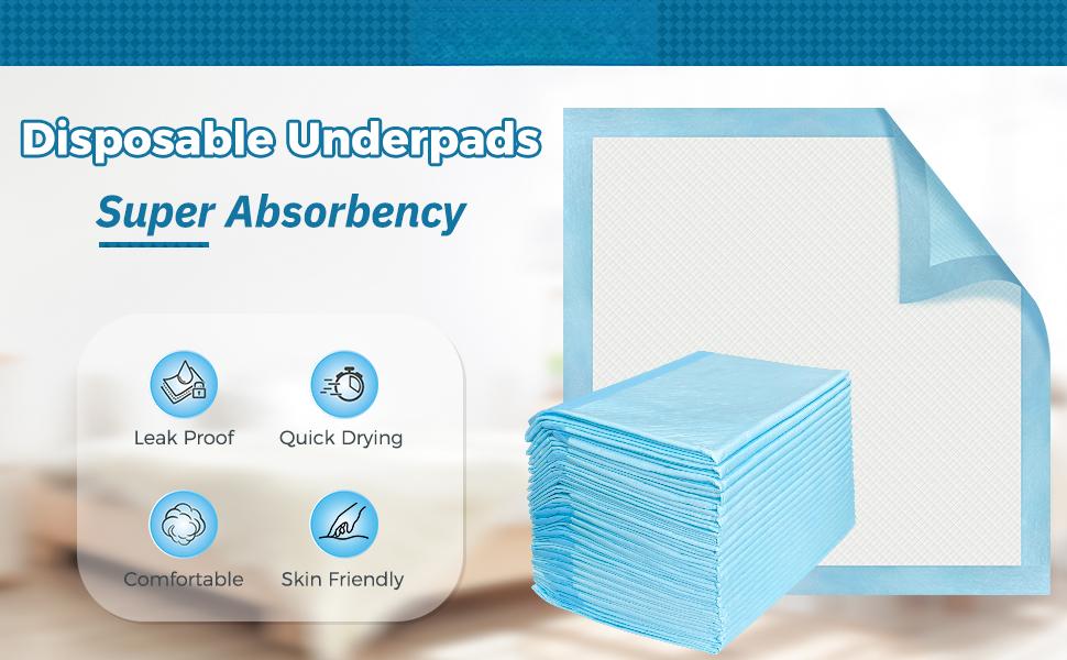 Basics Leak-Proof Dog and Puppy Potty Training Pee Pads with Quick-Dry 5-Layer Super Absorbent Surface for Dog Training, Floor Protection, Regular Size 24x24", Blue & White, 40 Count