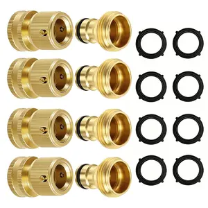 Brass Hose Quick Connect, 3/4 Inch GHT Thread Garden Hose Quick Connector No-Leak Water Hose Quick Connect Fittings Male and Female - 2Packs proof seal