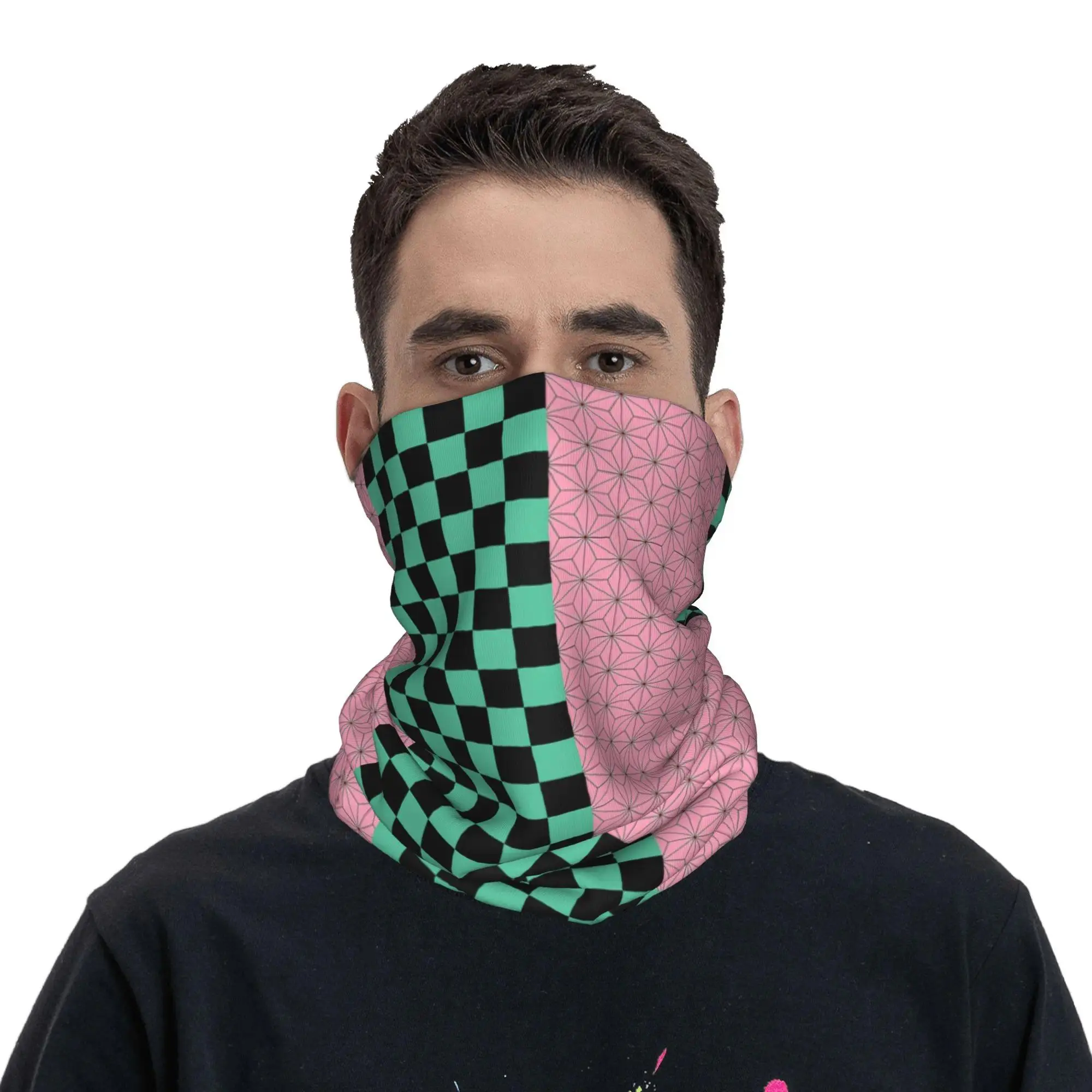 Demon Slayer Bandana Neck Gaiter Windproof Face Scarf Cover Men Women Tanjiro Kamado Headwear Tube Balaclava
