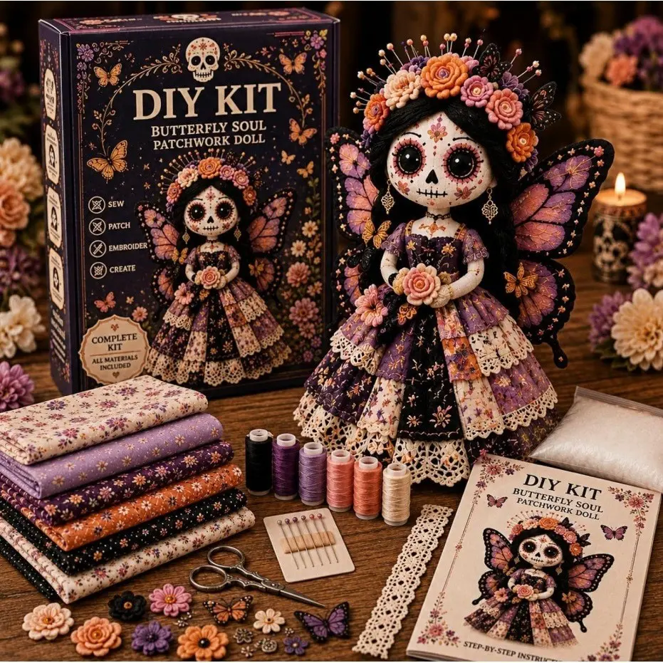 Halloween DIY Craft Kit, Patchwork Doll Making Set, Creative Halloween Decoration Supplies, Fun Crafting Materials for Kids & Adults