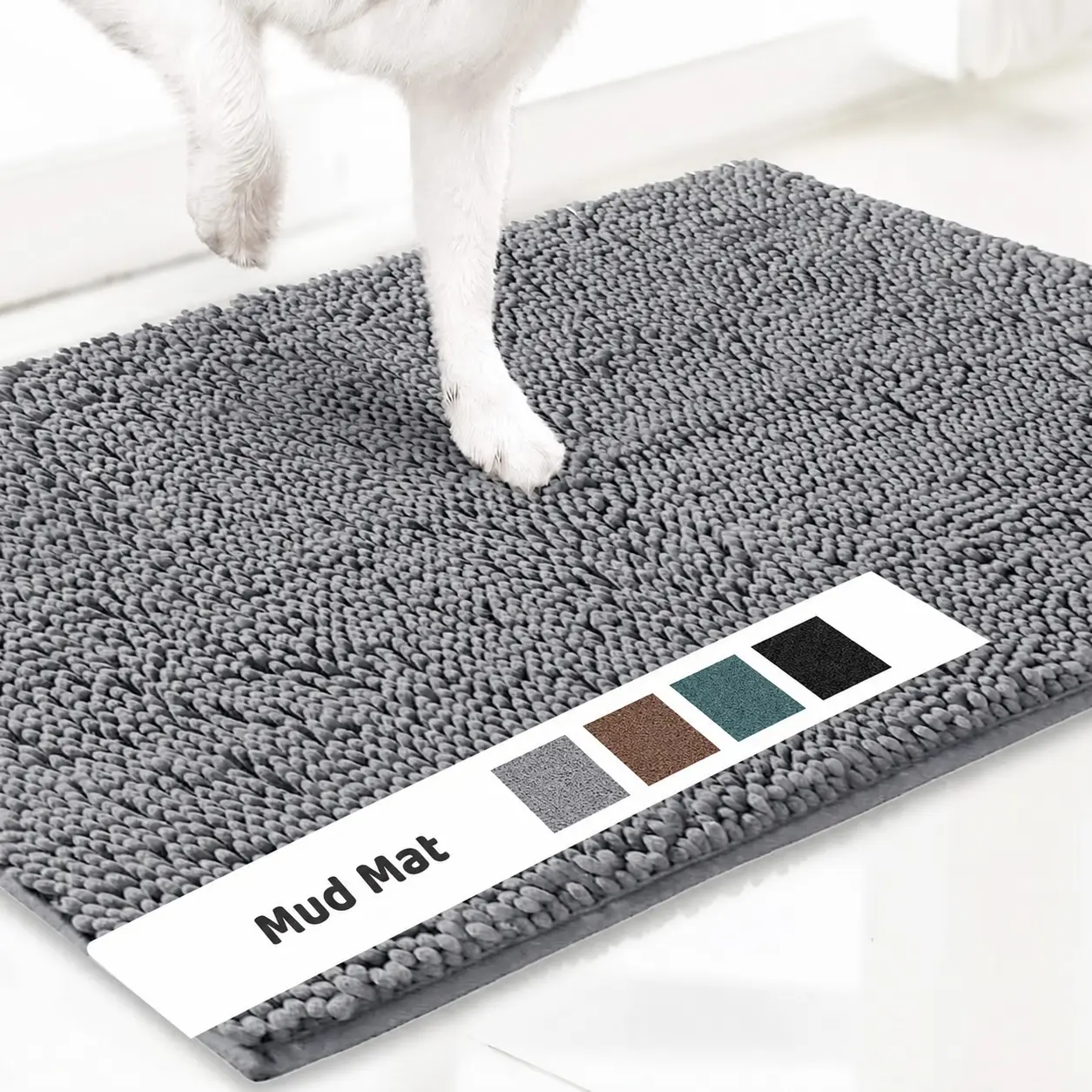 Mud Mat 60*90cm/23.6*35.4in Grey Chenille Dog Mat Non Slip Super Absorbent Washable Door & Bath Rug 60*90cm Quick Dry Pet Mat For Muddy Paws Non Slip Indoor Entry Bathroom Doormat Grey