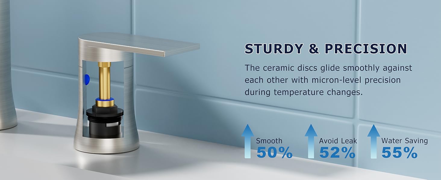 SSREEZNX Waterfall Faucets Brushed Nickel, Sink Faucet 3 Hole, Widespread Sink Faucet with Pop-up Drain and Line for