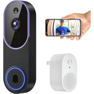 1080p Video Doorbell Camera Wireless, Doorbell Receiver Included, Live View, AI Human Detection, Night Vision, Cloud Storage, 2.4G WiFi, Battery, Indoor Outdoor Surveillance