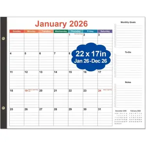 Large Desk Calendar 2026-22" x 17" Desk Calendar from January 2026 - December 2026, Desktop Pad Calendar  for Planning and Organizing In Your , School or Office, Colorful