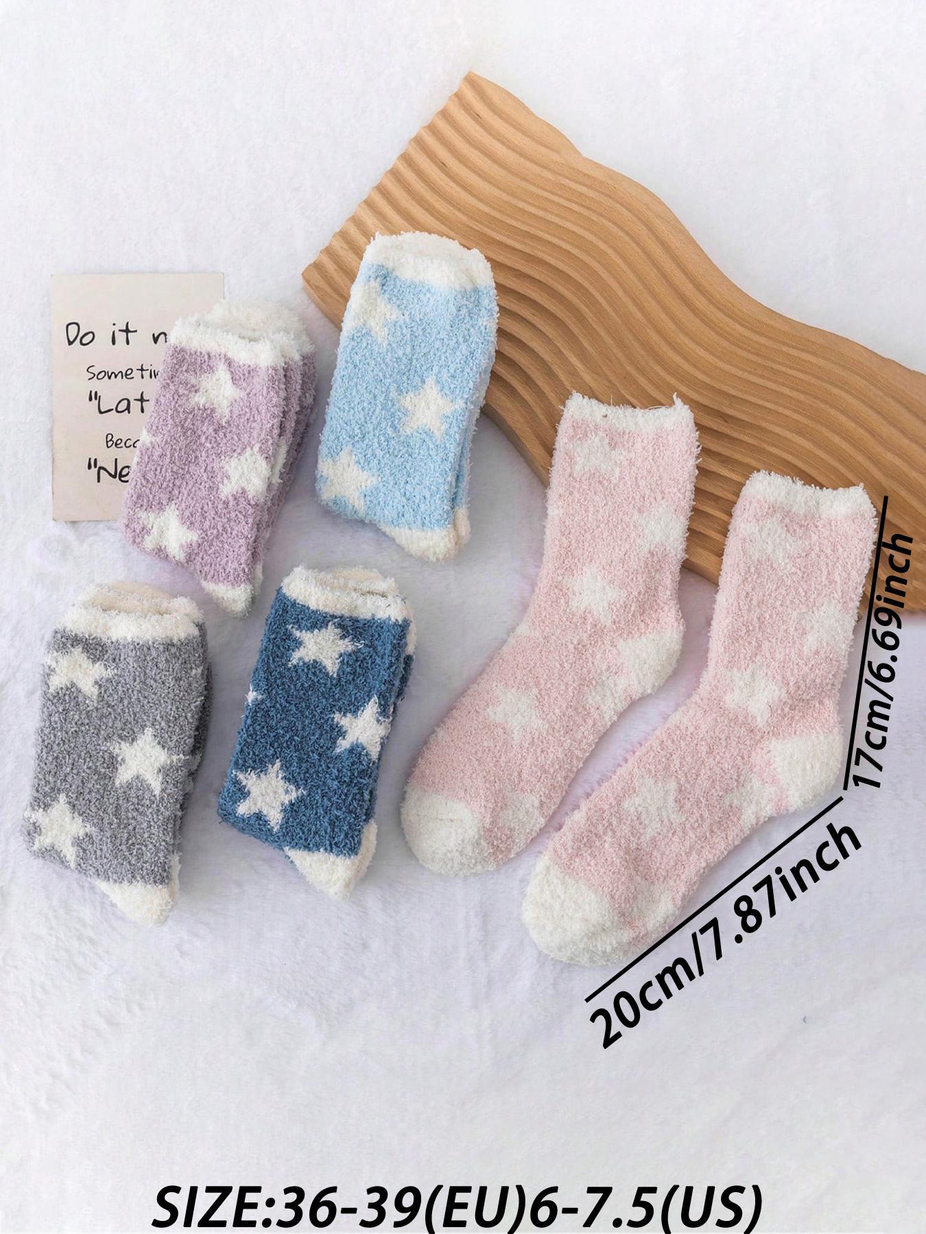 Women's Heart Print Fuzzy Socks, Cozy Warm Multipack Jacquard Knit Fitted Mid Calf Socks, Women's Socks & Hosiery, Cute Socks for Women