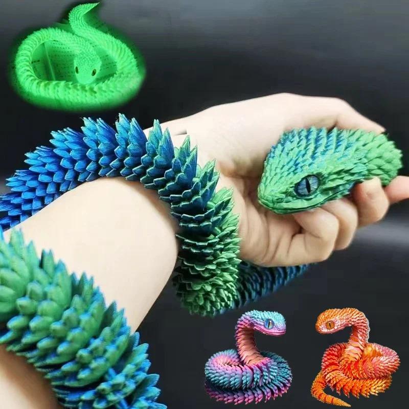 3D Printed Snake Movable Joint Fidget Toy Figurine Simulation Snake Office Desktop Ornament 2026 New Year Gifts Crafts Gift