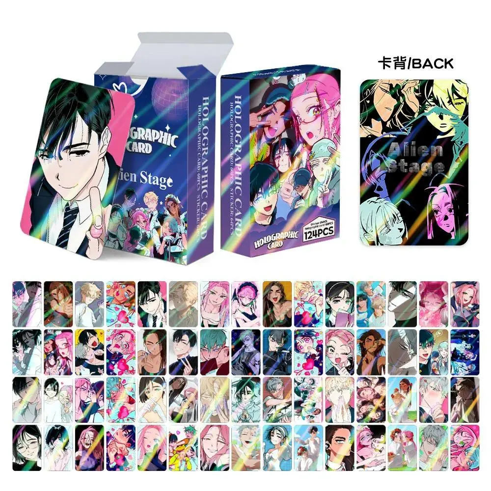 2026 hot item 124PCS Alien Stage Laser LOMO Cards Set - Game Character 3-inch Anime Photo Cards with Bonus Stickers for Fans Collection Popular toys
