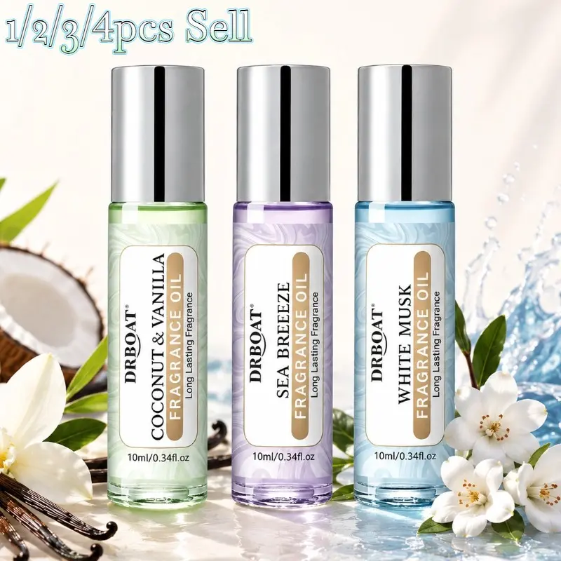 10ML Travel-Size Pheromone Oil - Roll-On Fresh Perfume Oil, 3 Choice Include Coconut & Vanilla, White Musk, Sea Breeze, Eau de Toilette for Men and Women, Fragrance Oil Seaside Travel, Cafe or Short Business Use(Sell 1/3PCS)