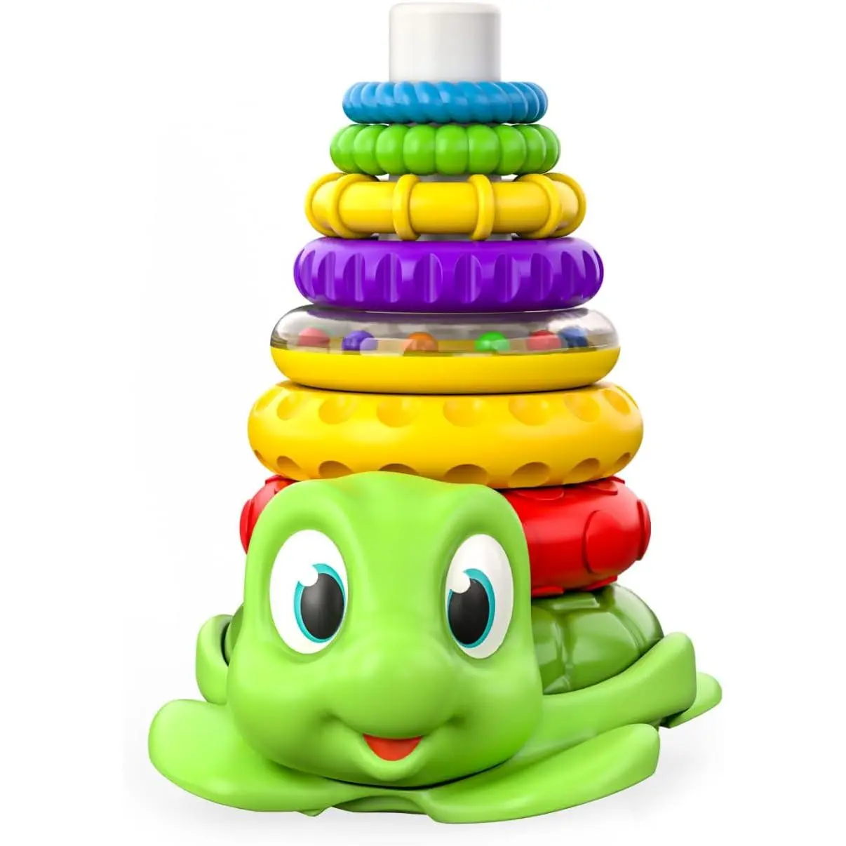 Turtle Stacking Rings Toy - 2Play Montessori Early Education Toy with 7 Unique Colorful Turtle Rings, Safe Materials, Gift for 1 Year Old Boys & Girls, Ages 0+ Months