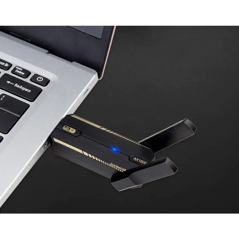 1800Mbps WiFi 6 Dual Band USB 3.0 Adapter, 5.8G/2.4G Wireless Dongle for Desktop PC, Driver-Free