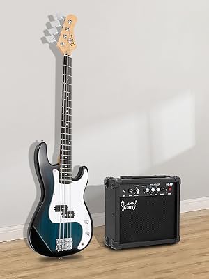 GLARRY Full Size Electric Bass Guitar with 20W AMP, 4 String Beginner Starter Kit with Accessories including Cable, Strap, Bag for Kids and Adults