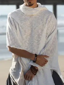 New Bestselling Men's Hooded Casual Sweatshirt, Stylish One-Piece Fashion Cape Coat, Trendy Men's Outerwear for Everyday Wear