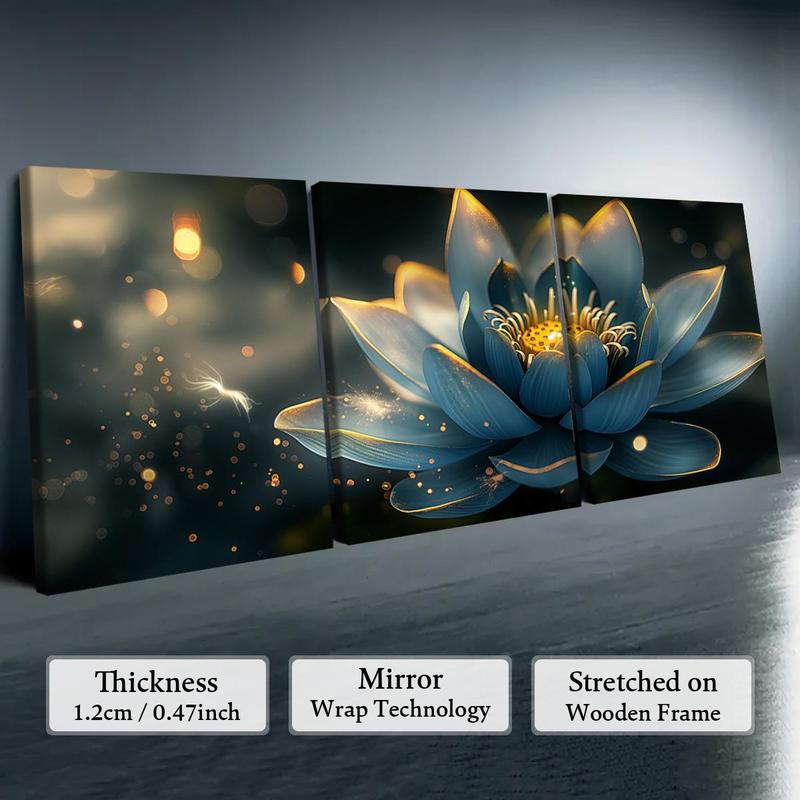 Wooden Framed Canvas Painting, 3 Counts/set Flower Pattern Wall Art, Modern Art for Home Living Room Bedroom Office Decor