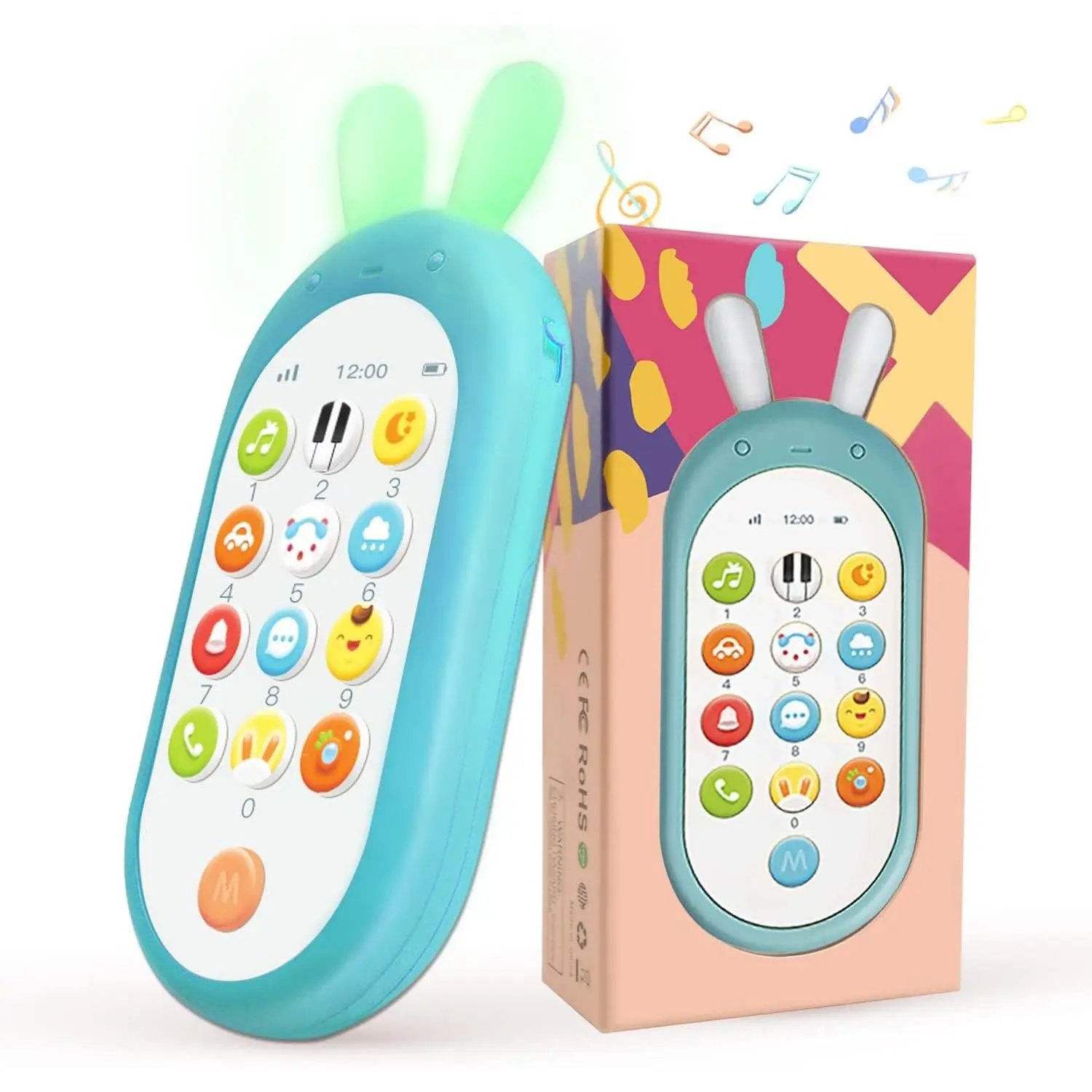 Baby Cell Phone Toy - Sensory Learning Toys with 12 Functions, Light & Multi Sound Effects, Teething Toys for Babies & Infant 6 to 12 Months Boy Xmas Gifts Stocking Stuffers