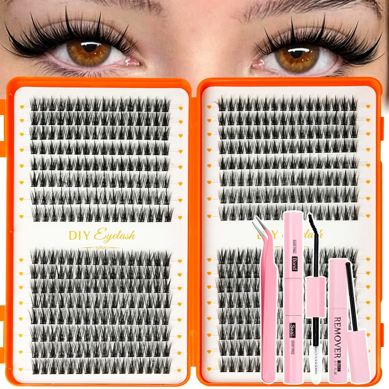 Natural Look Single Cluster False Lashes, Diy False Eyelashes, D Curl Volume DIY Extension, Mixed Length, Non-Toxic, Dense Style, Enhances Fit and Density