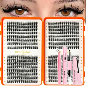 Natural Look Single Cluster False Lashes, D Curl Volume DIY Extension, Mixed Length, Non-Toxic, Dense Style, Enhances Fit and Density