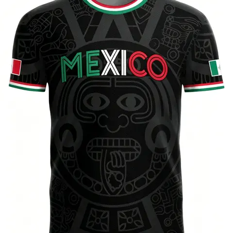 Men's Aztec Print Short-Sleeve T-Shirt, Geometric Pattern, Breathable Quick-Dry Loose-Fit Fabric, Summer Outdoor Fitness Top, Athletic Tee Shirts, Dry Fit Tees, Workout Shirts