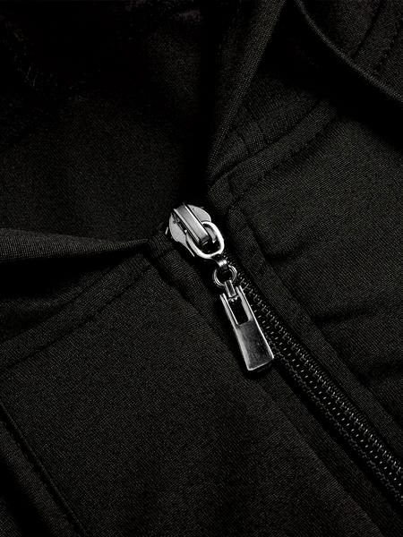 Plus Size Solid Zip Up Hooded Top & Skinny Pants Set, Casual Long Sleeve Hooded Outerwear & Trousers for Women, Women's Christmas and New Year Two-piece Outfits for Spring & Fall