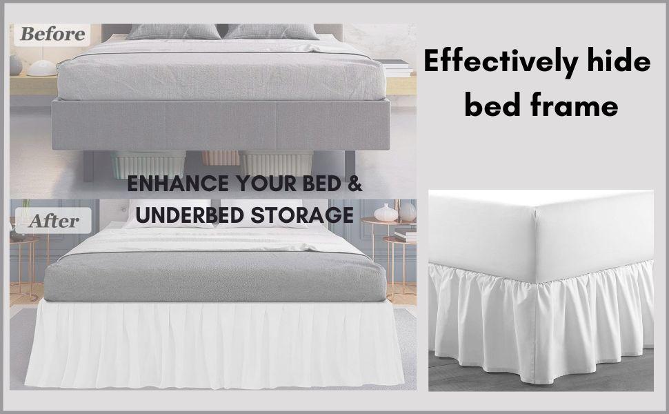 Lightweight Ruffled Bed Skirt, Queen Size 15 Inch Drop - 100% Microfiber, Soft and Stylish, Dust Ruffle - Bed Skirt for Queen Beds, White Lightweight Ruffled Bed Skirt, Queen Size 15 Inch Drop - 100% Microfiber, Soft and Stylish, Dust Ruffle - Bed Skirt for Queen Beds, White