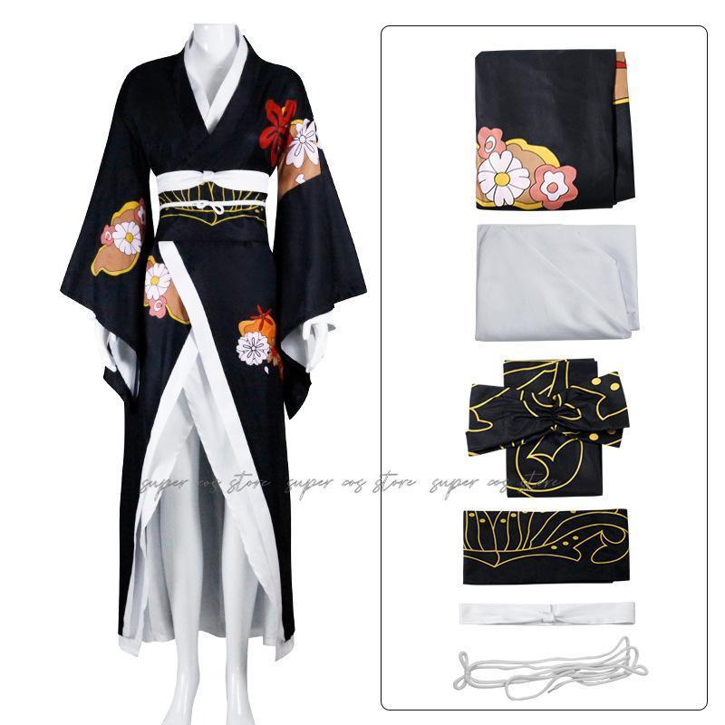 Anime Demonn  Slayer: Kimetsu No Yaiba Akaza Cosplay Costume Tops Pants Vest Wig for Men Boys Halloween Party Role-playing Props