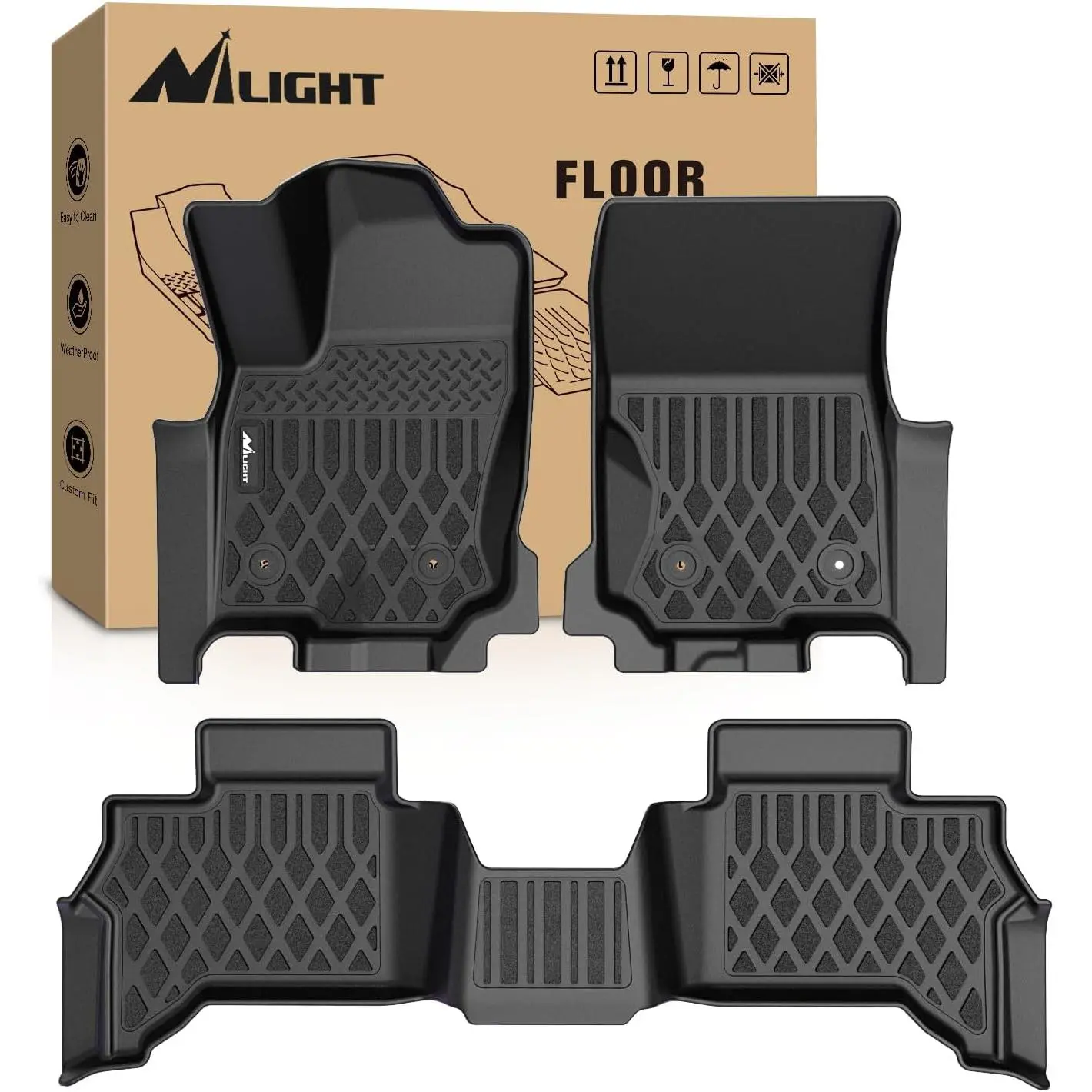 Nilight CNC Cut TPE Heavy Duty All Weather Mats, Custom Fit for Toyota 4Runner 5-Seat (2025-2026, Not for Hybrid), Car Floor Liners with Clips
