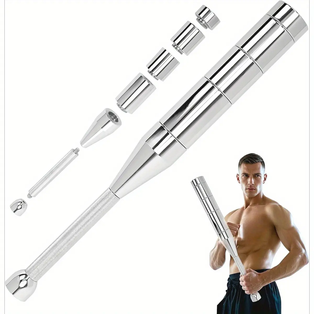 2026 Adjustable Clubbell 9in 1 Premium Steel Indian Club Strength Training Equipment for Full Body, Muscles, Shoulder, Grips and Forearms Workouts (8.8/ 11.2/ 13.2/ 15.4/ 17.6/ 19.8/ 22/ 24.2/ 26.5lbs) Game Day Football Fan Gear for All Fans