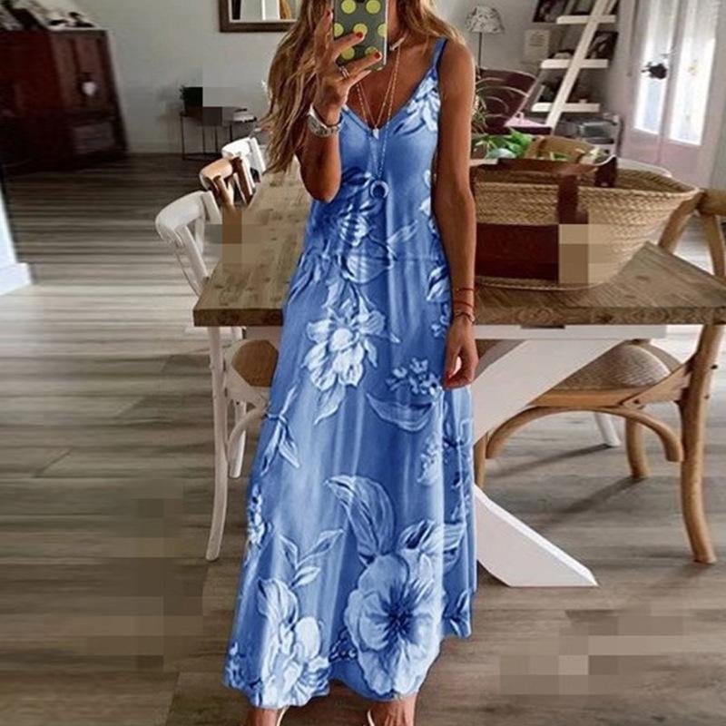 S-5XL Women's Floral Bodycon Dress - Sexy Spaghetti Strap Party Dress with Multi- Options |   Summer  outfits  Slimming Midi Length & Curve Accent Bohemian Sleeveless Casual Womenswear Mom's gift