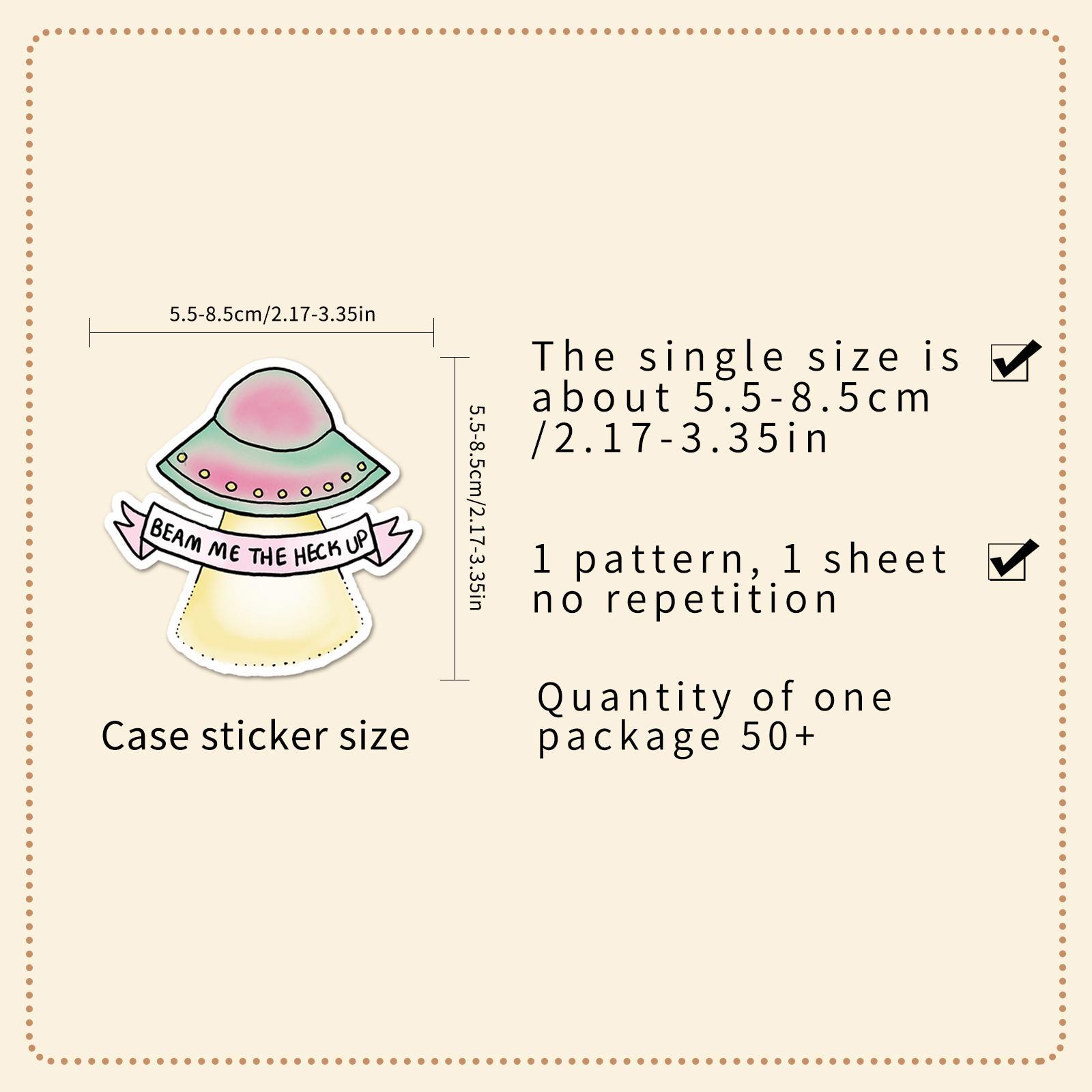 Alien Pattern Sticker, 50pcs/set Cute Cartoon Sticker, Decorative Sticker for Scrapbooking, Journaling, Gift Wrapping, Funny Stickers