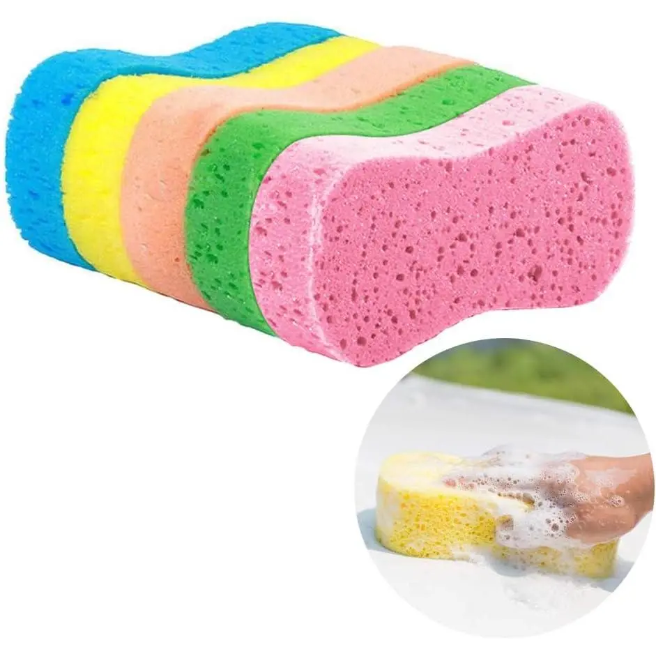 5 Pack  Wash Sponges, 8.7" x 4.4" x 1.8" Multi-Functional Large Cleaning Sponges Kitchen Handy Wash Extra Thick  Kit