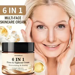 6-In-1 Firming Face Cream, Collagen, Niacinamide, Hyaluronic Acid, Moisturizing, Reduces Wrinkles, Even Skin Tone, 50g