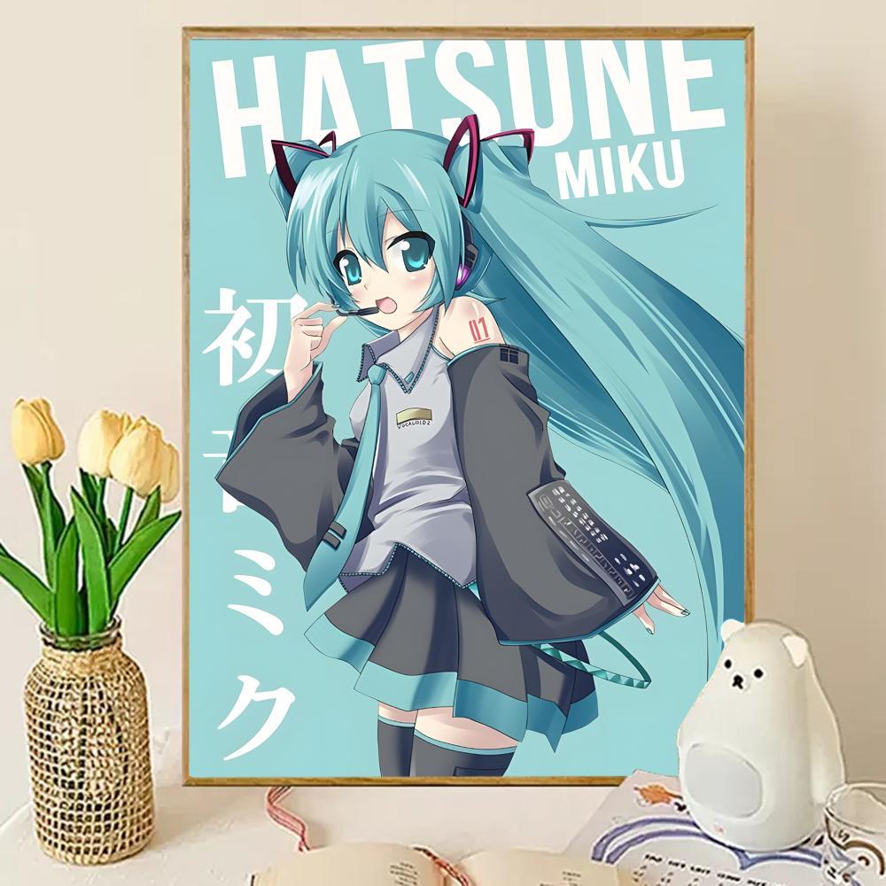 H-HATSUNE M-MIKU Poster Sticky Wall Art Printing Waterproof Modern Aesthetic Home Living Bedroom Decor Trendy Room Decoration Gift Durable High Quality