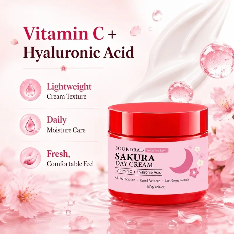 Day Cream, Vitamin C, Hyaluronic Acid, All-Day Hydration, Reveal Radiance, Non-Greasy, 140g