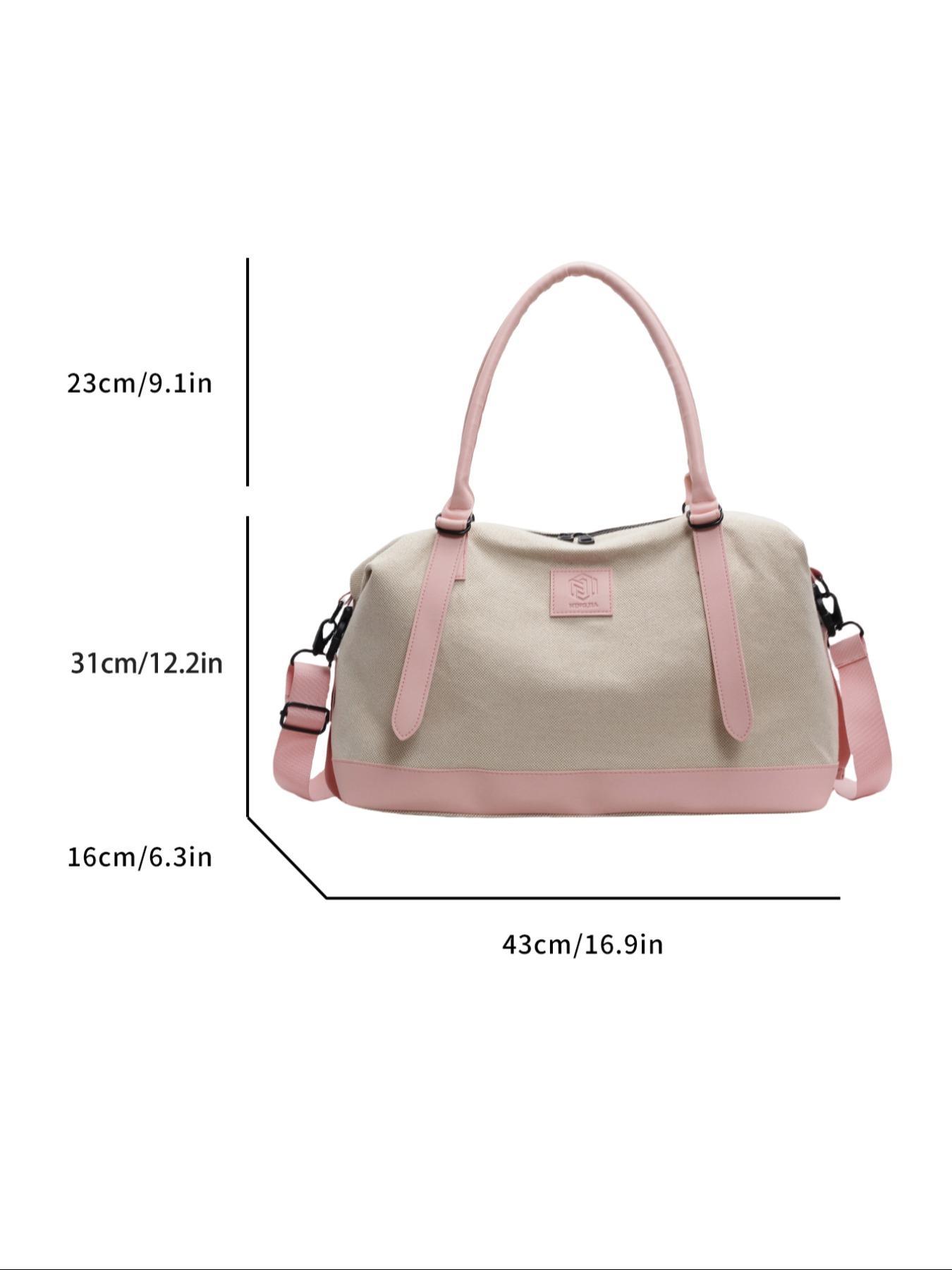 Patched Decor Colorblock Travel Bag, Large Capacity Zipper Travel Bag, Fashionable Multifunctional Casual Outdoor Sports Bag for Women & Men
